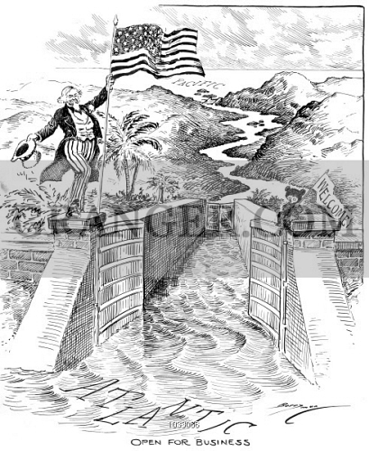 Image Of Cartoon Panama Canal Open For Business Cartoon Showing